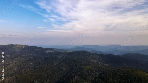 Panorama, Mountains, Mountain Lake, aerial, morning