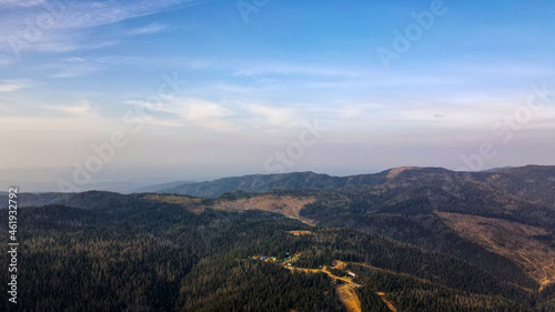 Mountain range, aerial, evening, sun rays, clouds, cliffs