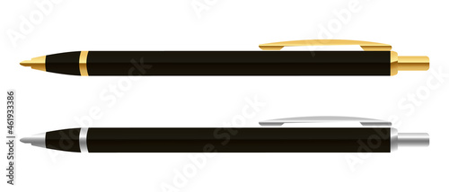 Black vector ballpoint pen. Classic ballpoint pen. Vector illustration