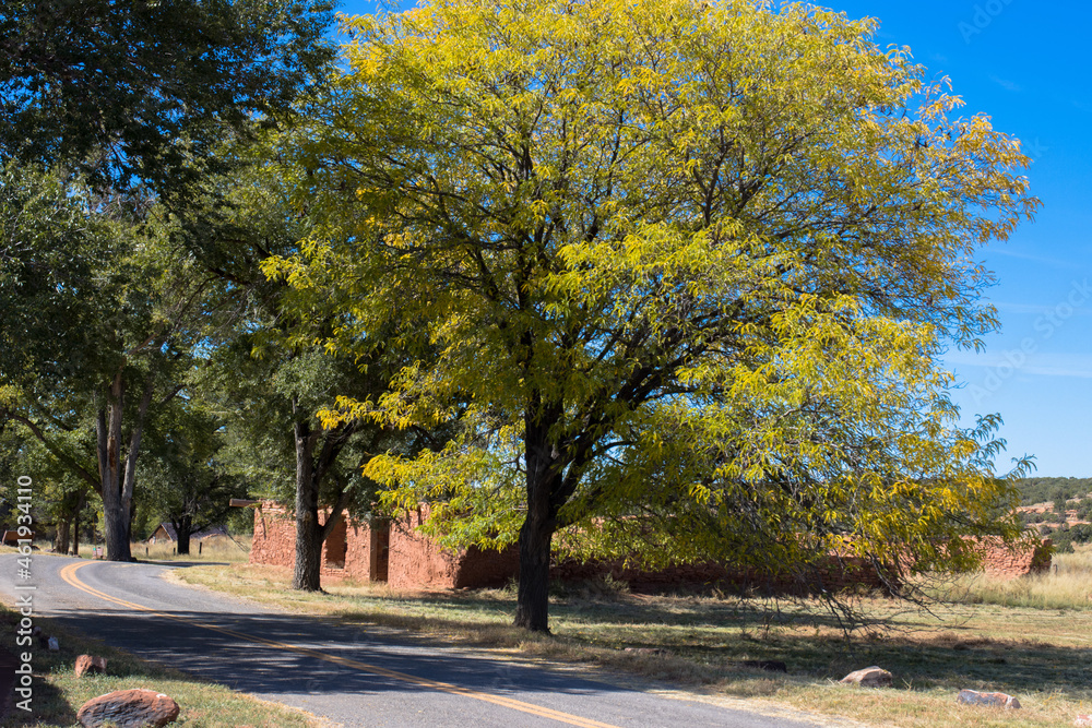 Naklejka premium Scenic drive in fall into Abo ruins of Salinas Pueblo Missions National Monument in New Mexico