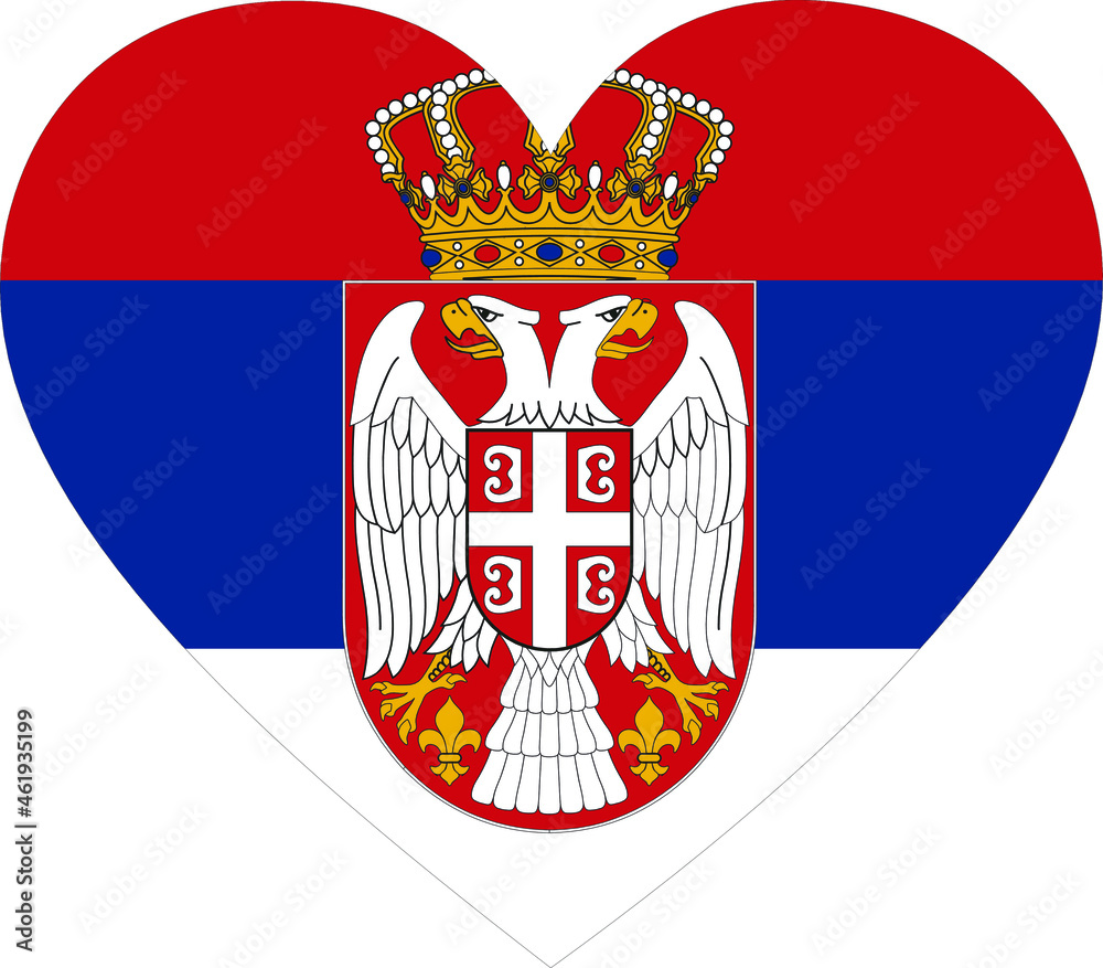 Naklejka premium Flag of Serbia inside heart shape