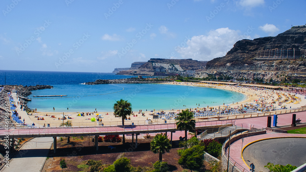 View over Amadores beach on Gran Canaria, Spain
