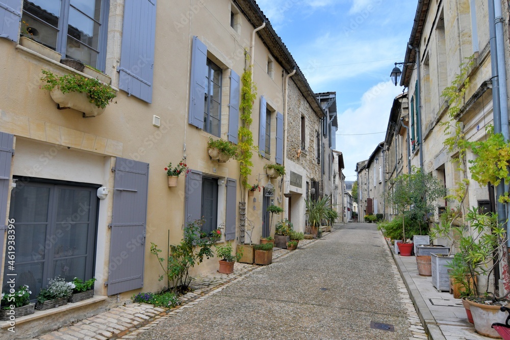Beautiful street at Cadillac in Gironde France