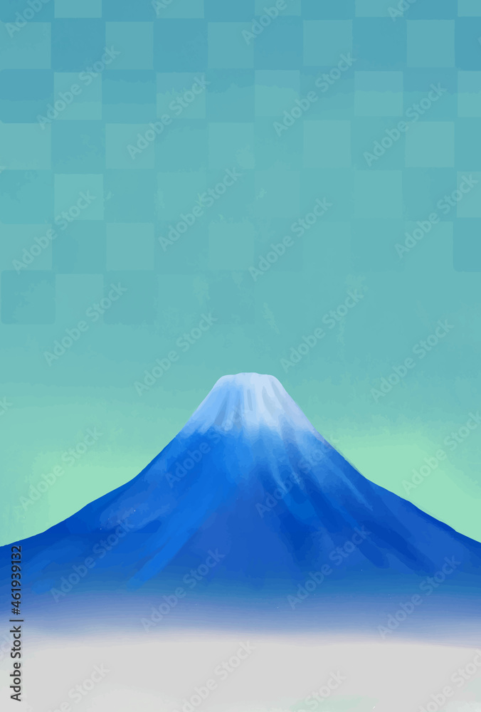 Fototapeta premium 青空と富士山と雲海のイラスト