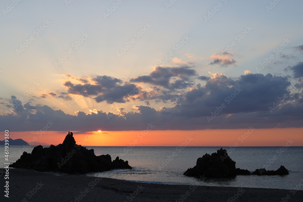 夕暮れの水晶浜（福井県）