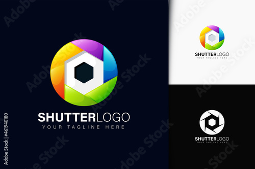 Shutter camera logo design with gradient