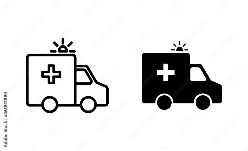 Ambulance icons set. ambulance truck sign and symbol. ambulance car Ambulance icons set. ambulance truck sign and symbol. ambulance car