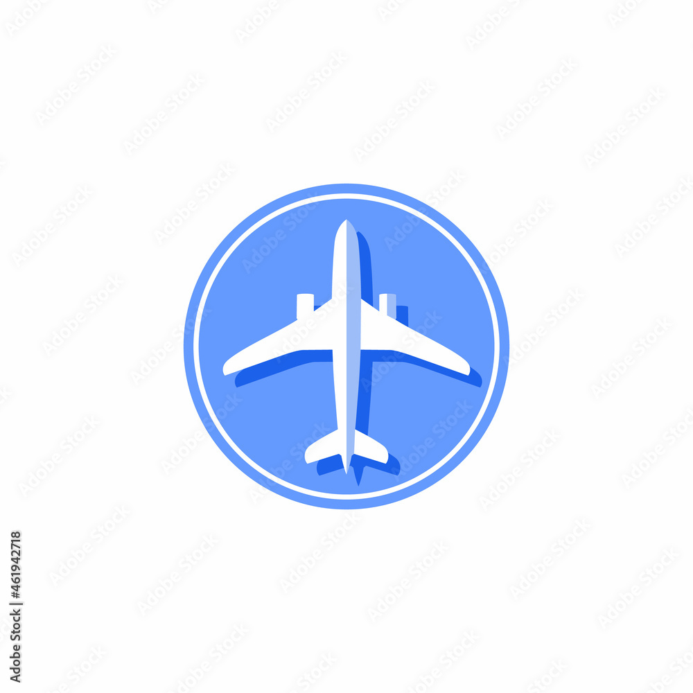 Airplane logo. airport signage logo. blue background logo