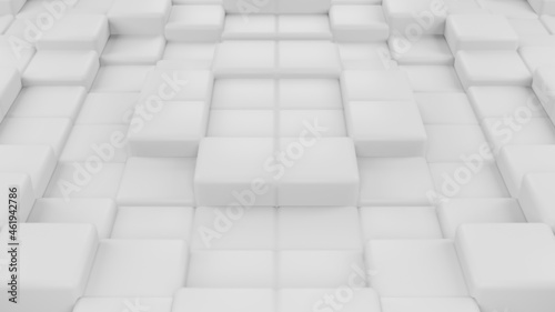 Abstract 3d rendering of geometric square shapes composition modern background © Chayon Creative