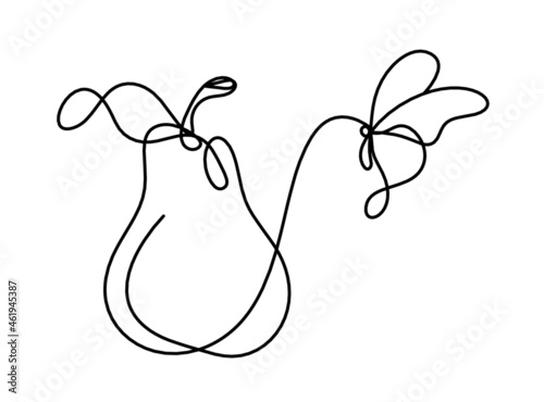Drawing line pear on the white background. Vector