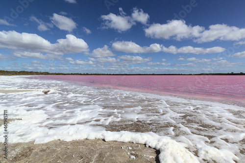 Pink Lake in Dimboola, Victoria, Australia. Salt foam on the shore. photo