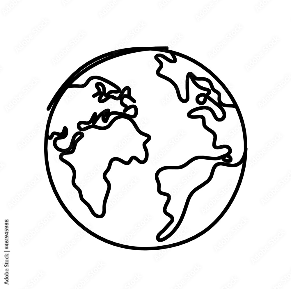 Abstract planet Earth as line drawing on white as background. Vector