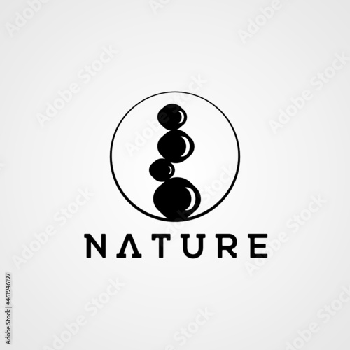 circle stone rock balancing logo spa yoga vector emblem illustration design