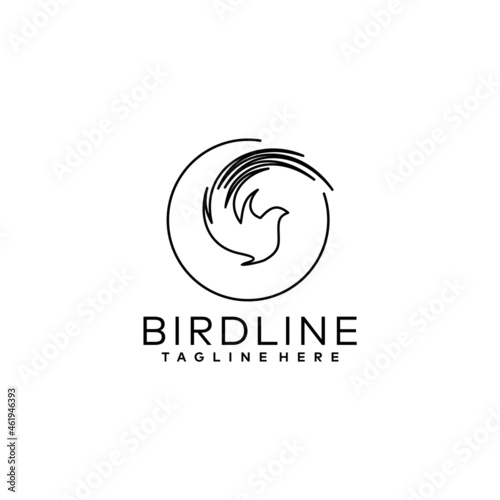 Circle bird line logo design