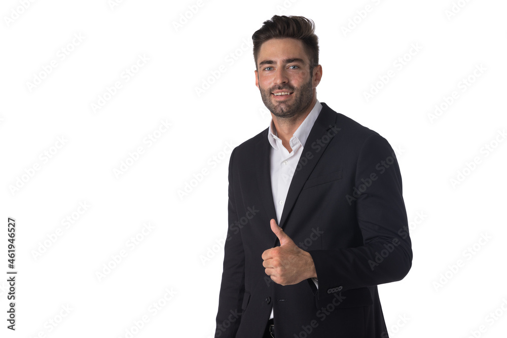 Portrait of business man thumb up Portrait of business man thumb up