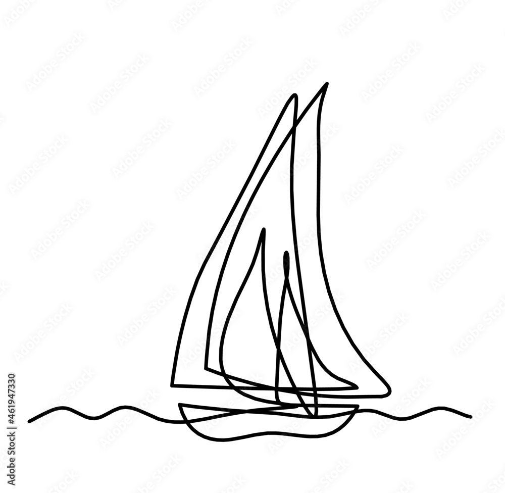 Abstract boat as line drawing on white background. Vector Abstract boat as line drawing on white background. Vector