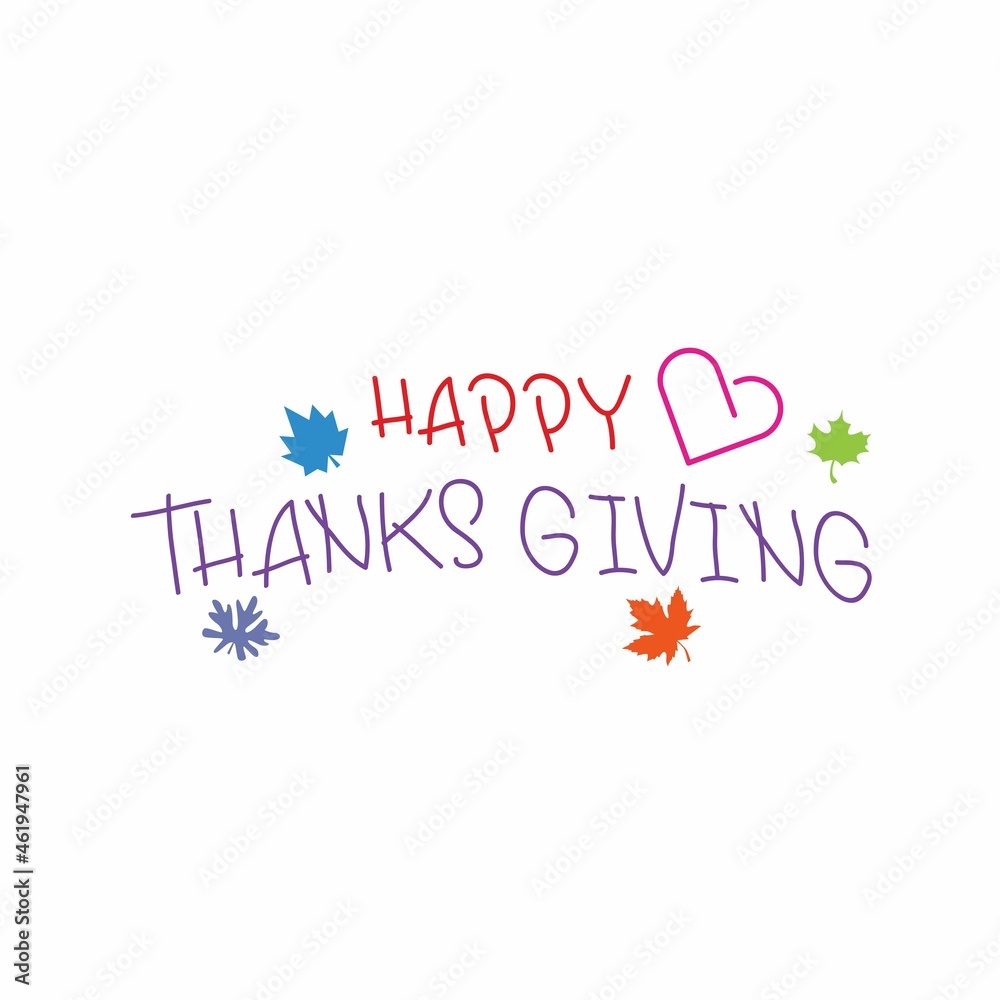 Amazing letter or word Thanks giving day font with leafs and love Image graphic icon logo design abstract concept vector stock. Can be used as a symbol associated with parcel or wordmark