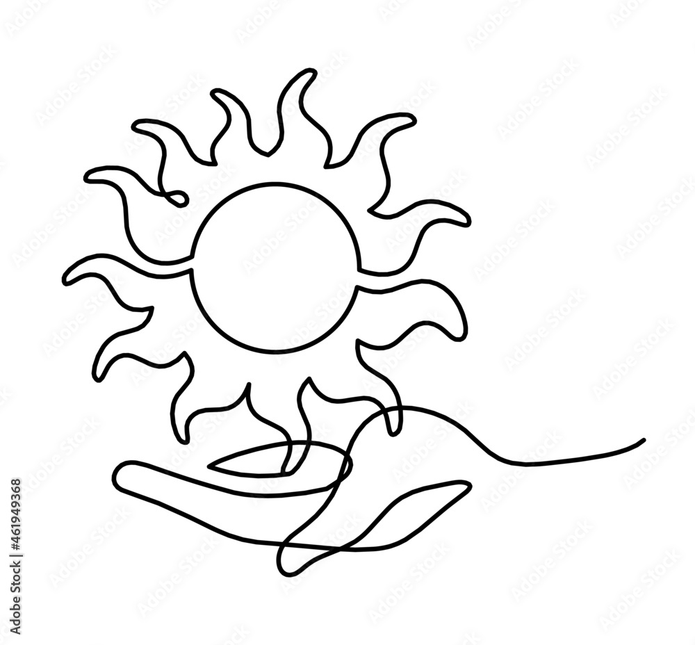 Abstract sun as line drawing on white background Abstract sun as line drawing on white background