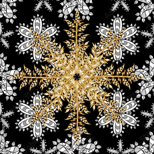 seamless pattern with vintage elements on colorful background.