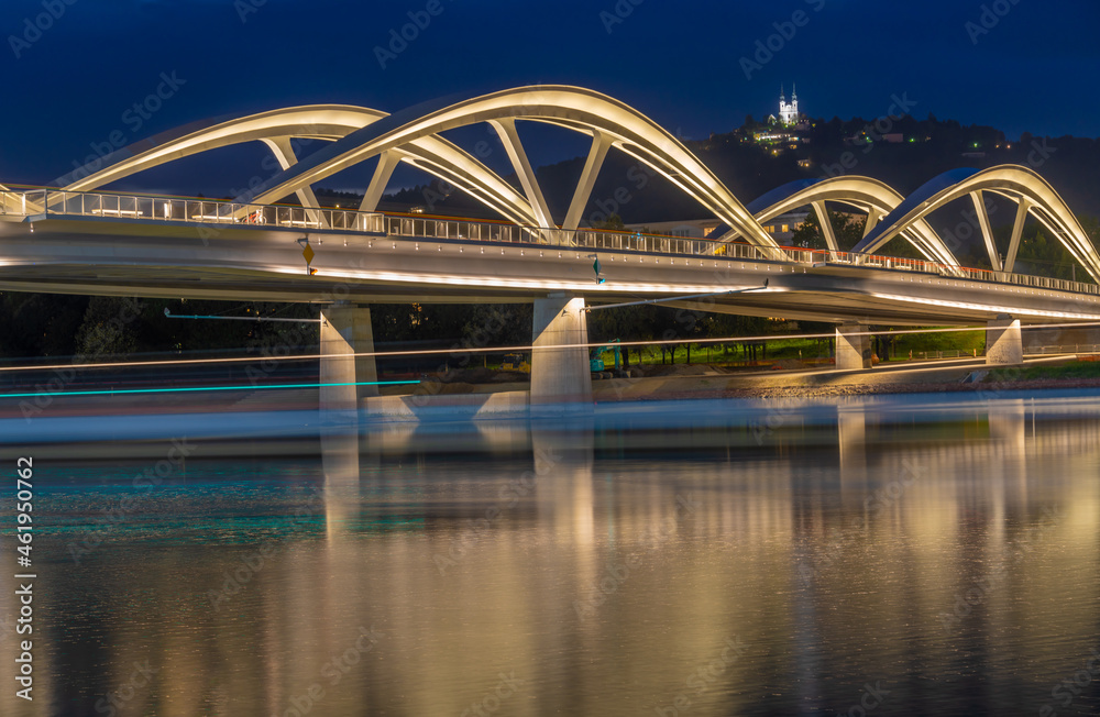 New Danube bridge in Linz, the capital of Upper Austria and third ...