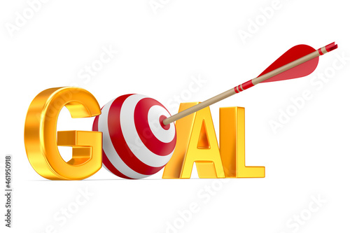 Arrow and target on white b...