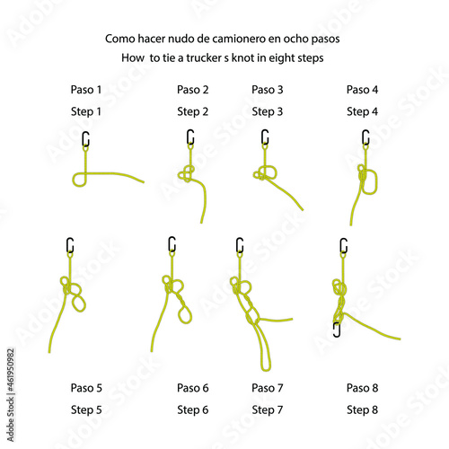Cuerda vector como hacer nudo de camionero en ocho pasos