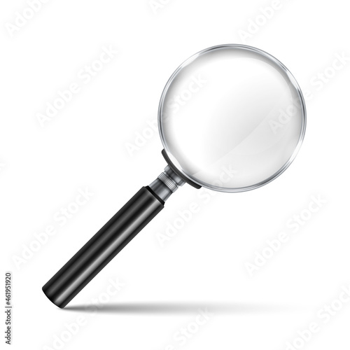 Magnifying glass isolated on white background. Vector illustration.