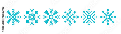 Snowflakes big set icons. Flake crystal silhouette collection. Happy new year, xmas, christmas. Snow, holiday, cold weather, frost. Winter design elements. Vector illustration