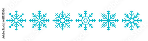 Snowflakes big set icons. Flake crystal silhouette collection. Happy new year, xmas, christmas. Snow, holiday, cold weather, frost. Winter design elements. Vector illustration