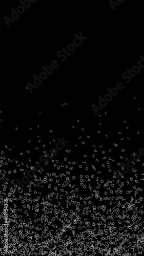 Falling numbers, big data concept. Binary white chaotic flying digits. Astonishing futuristic banner on black background. Digital vector illustration with falling numbers.