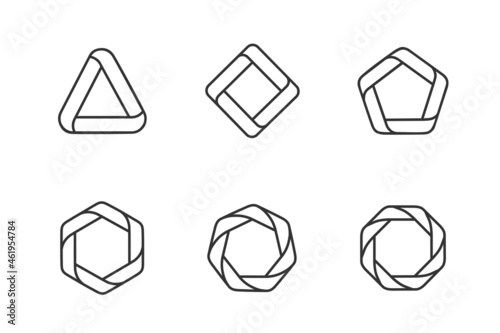 polygon line icon set. triangle, quad, pentagon, hexagon, heptagon and octagon, vector illustration