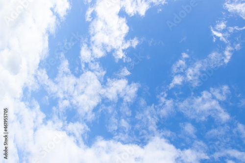 Clear blue color sky with white cloud background