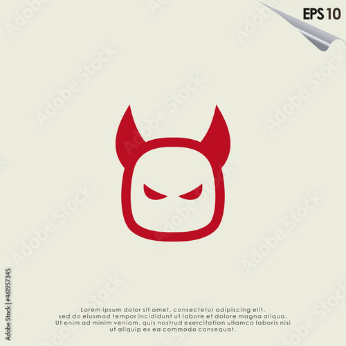 Devil With Horns Logo Design Vector Template
