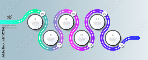 Presentation business infographic template circle colorful with 6 step