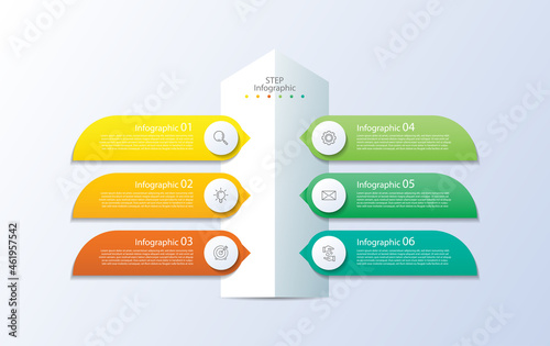 Presentation business infographic template colorful with 6 step