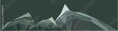 Mountain landscape in mosaic style. Green hills. [Vector]