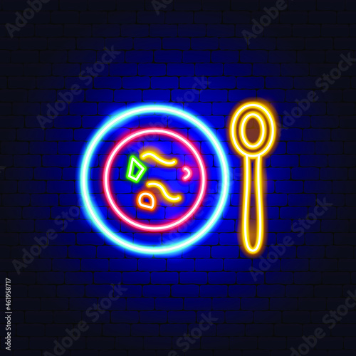 Borsch Neon Sign. Vector Illustration of Ukraine Food Promotion.