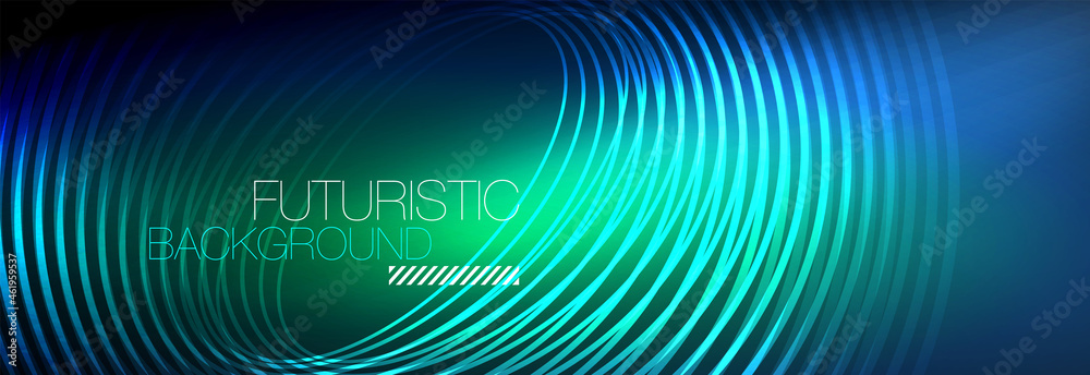 Dark abstract background with glowing neon circles. Trendy layout template for business or technology presentation, internet poster or web brochure cover, wallpaper Dark abstract background with glowing neon circles. Trendy layout template for business or technology presentation, internet poster or web brochure cover, wallpaper