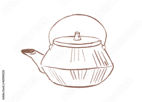 茶道具である急須の線画イラスト