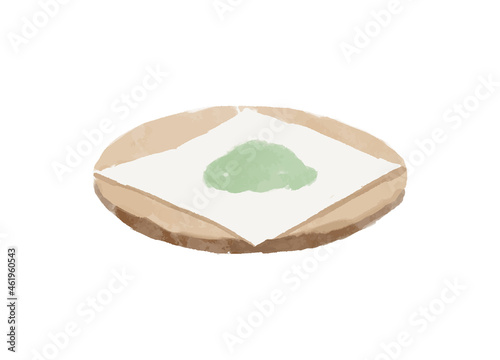 茶葉・皿・懐紙のイラスト