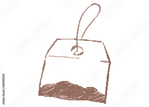 茶葉が入ったティーパックの線画イラスト