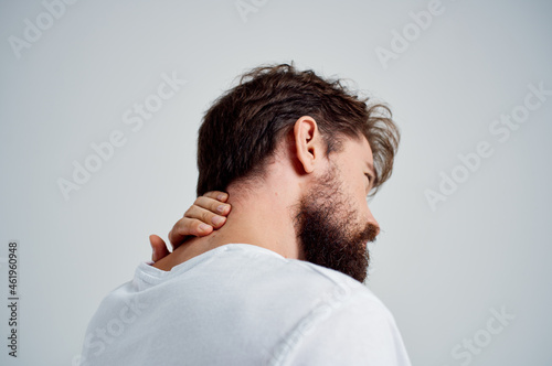 emotional man pain in the neck health problems massage therapy isolated background