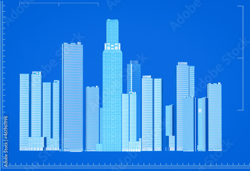 high rise building exterior blueprint