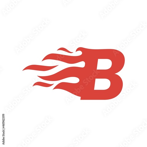 b letter fire flame hot uppercase logo vector icon illustration
