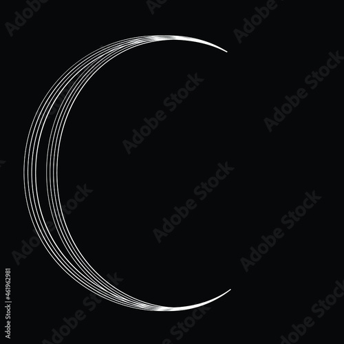 Lines in Semi Circle Form .Lunar phases.   Vector Illustration .Technology round. Moon Logo . Design element . Abstract Geometric shape . letter c . Waning crescent moon phase.