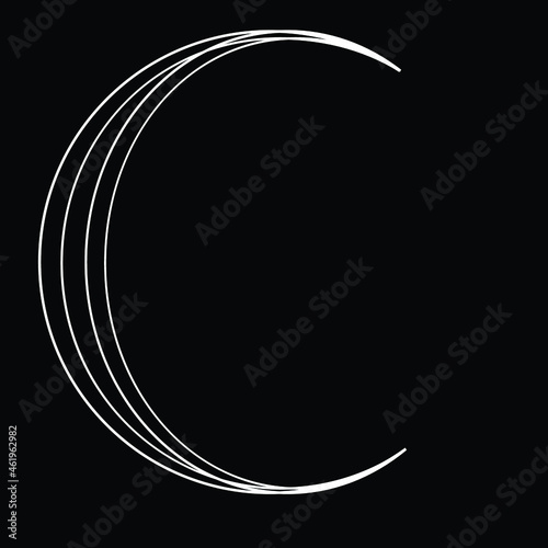 Lines in Semi Circle Form .Lunar phases.   Vector Illustration .Technology round. Moon Logo . Design element . Abstract Geometric shape . letter c . Waning crescent moon phase.