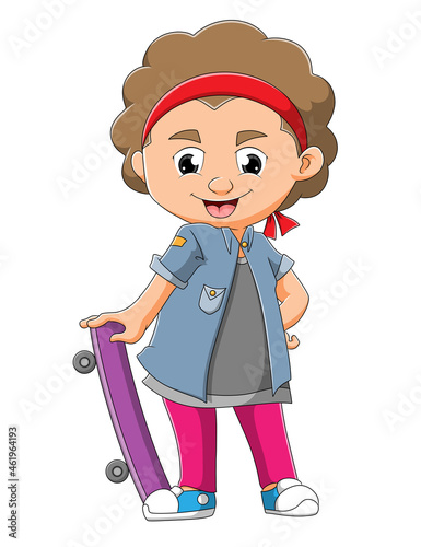 The boy is posing beside the skateboard