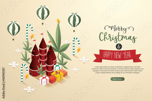 Christmas city toy wonderland fantastic, gift, balloon, Marijuana leaf tree..