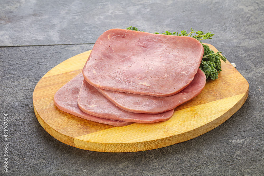 Sliced Beef Ham over board Sliced Beef Ham over board