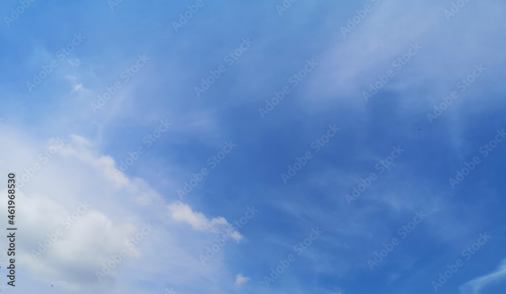 Stratus white clouds in the blue sky natural background beautiful nature environment space for write